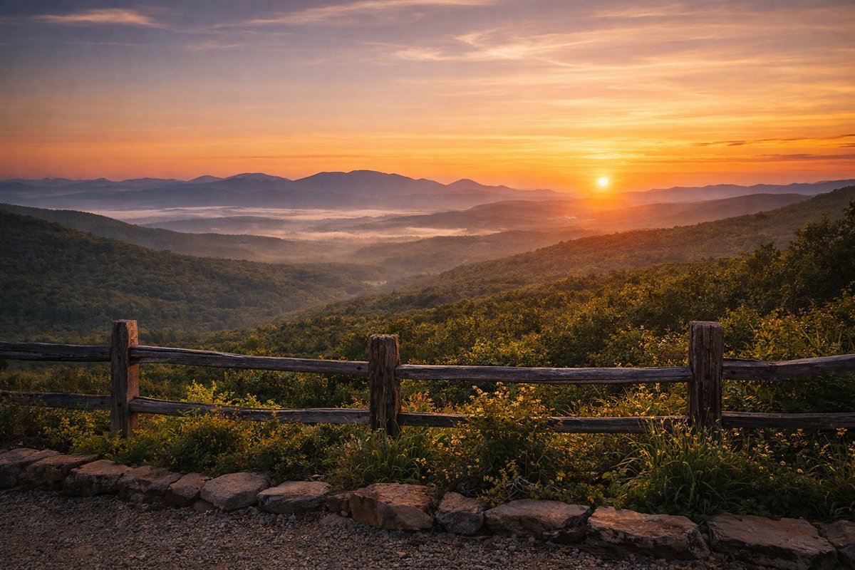 Sunset mountain view over the Upstate