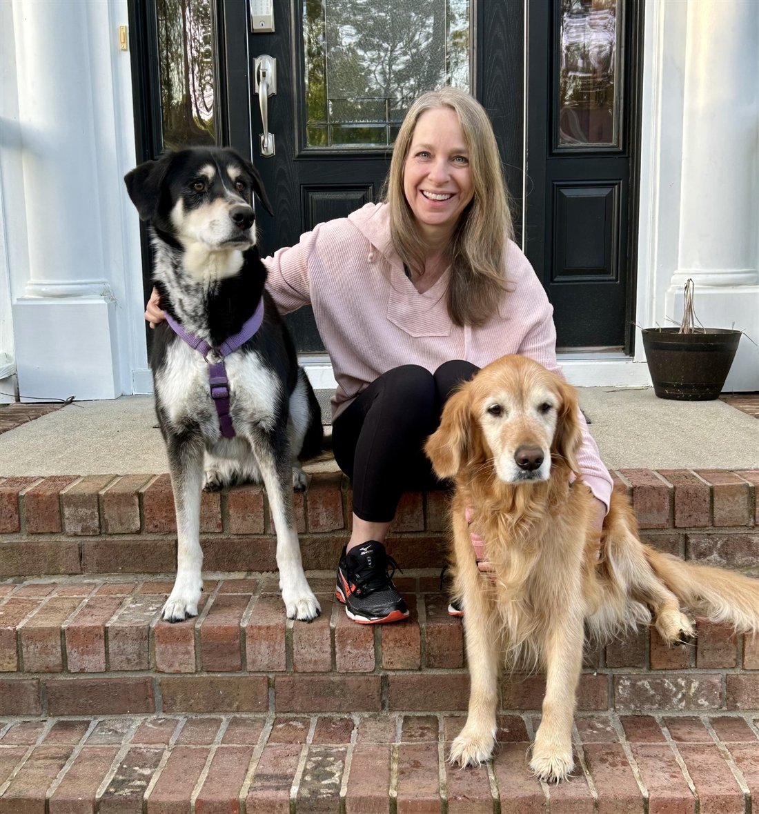Susan Bergquist with her family dogs